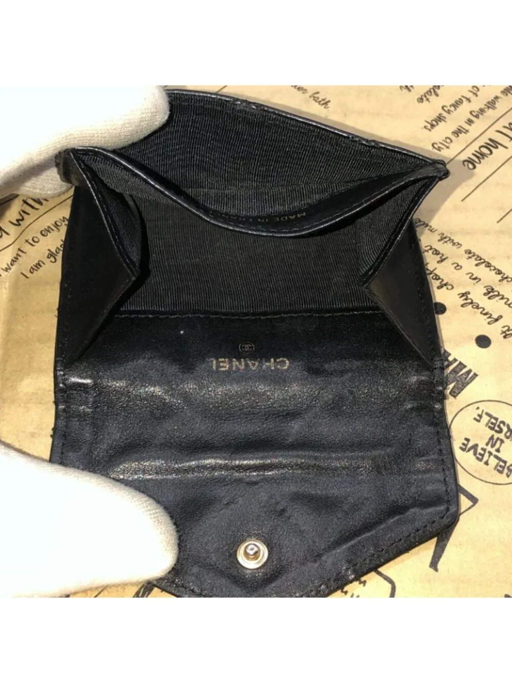 Chanel Coin Purse Wallet Card Caviar Leather Black CC Logo